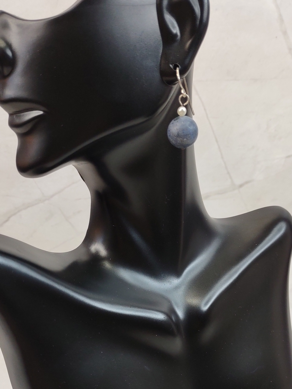 Designer Lee Sands Blue Coral/Pearl Drop Earrings